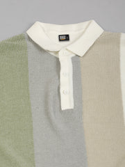Cream Clay Flat-Knit Half Sleeve Polo T-Shirt