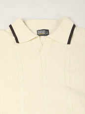 Cream Cableform Half Sleeve Polo T-Shirt