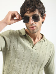 Everest Braid Flatknit Cotton Polo T-Shirt – Pista Green