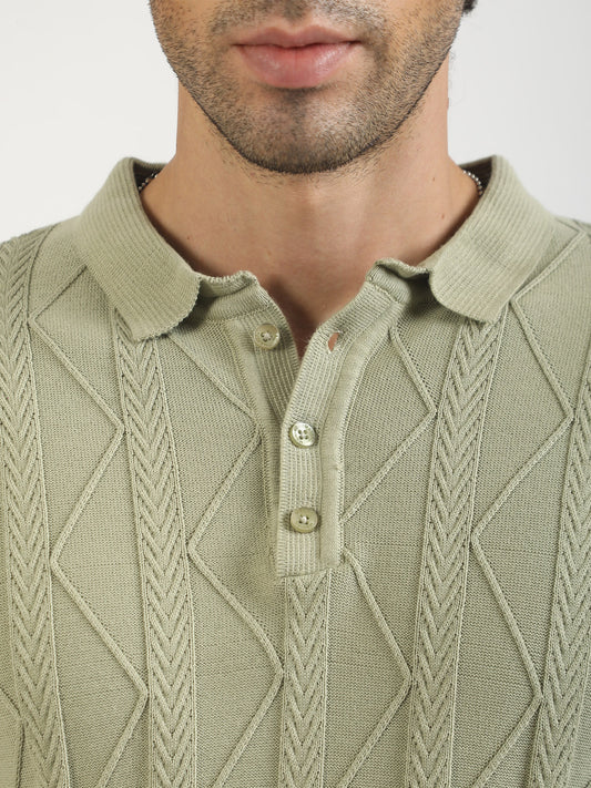 Everest Braid Flatknit Cotton Polo T-Shirt – Pista Green