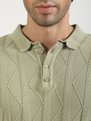 Everest Braid Flatknit Cotton Polo T-Shirt – Pista Green