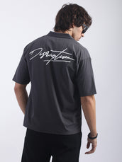 Nylon Distriptive Dark Grey Half Sleeve T-Shirt