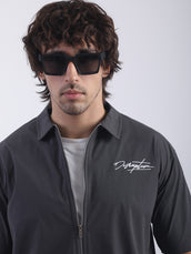 Nylon Distriptive Dark Grey Half Sleeve T-Shirt