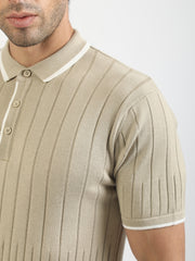 Biscuit Stockholm Flat-Knit Half Sleeve Polo T-Shirt