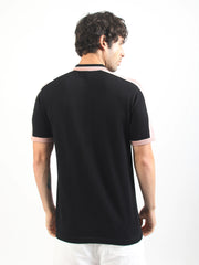 Black Miami NightTrack Flat-Knit Half Sleeve Polo T-Shirt