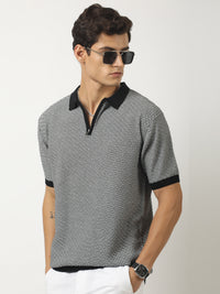 Biscuit Pointelle Half Sleeve Polo T-Shirt