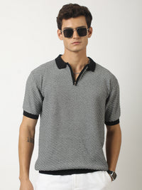 Biscuit Pointelle Half Sleeve Polo T-Shirt