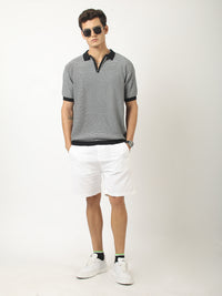Biscuit Pointelle Half Sleeve Polo T-Shirt