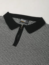 Black Pointelle Half Sleeve Polo T-Shirt
