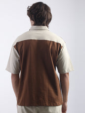 Circular Brown, Biscuit Half Sleeve Polo T-Shirt