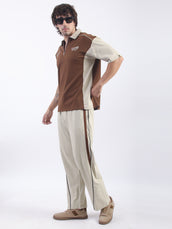 Circular Brown, Biscuit Half Sleeve Polo T-Shirt