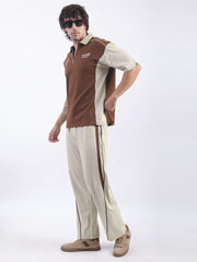 Circular Brown, Biscuit Half Sleeve Polo T-Shirt