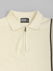 Cream Toronto Line Flat-Knit Half Sleeve Polo T-Shirt