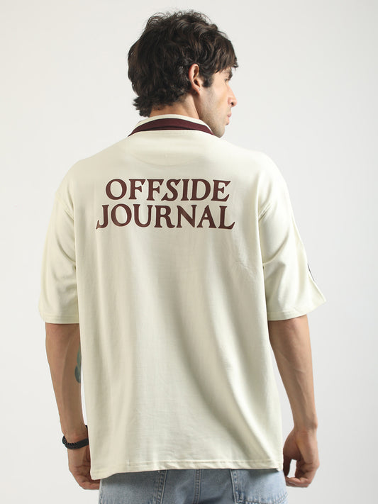 Journal Cream Half Sleeve Polo T-Shirt