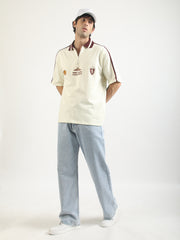 Journal Cream Half Sleeve Polo T-Shirt