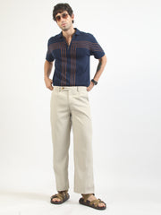 Tokyo Circuit Navy Flat-Knit Half Sleeve Polo T-Shirt