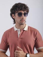 Pintuck Stripe Onion Half Sleeve Polo T-Shirt