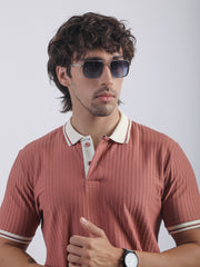 Pintuck Stripe Onion Half Sleeve Polo T-Shirt