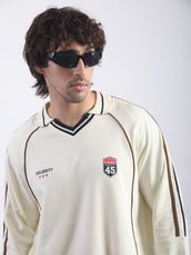 Route 45 Cream Full Sleeve Polo T-Shirt