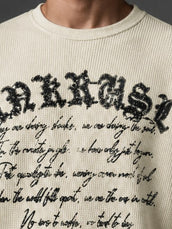 Wordings Cream Waffle Full Sleeve T-Shirt