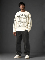 Wordings Cream Waffle Full Sleeve T-Shirt
