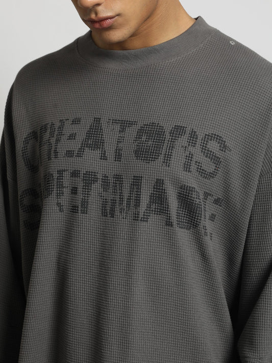 Creators Dark Grey Boxy Fit Waffle T-Shirt