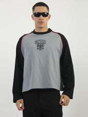 Conqure Light Grey, Black Full Sleeve T-Shirt