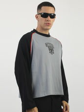 Conqure Light Grey, Black Full Sleeve T-Shirt