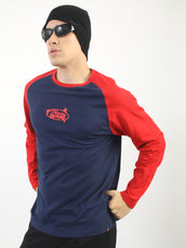 Navy, Red Moving Beyond Full Sleeve T-Shirt
