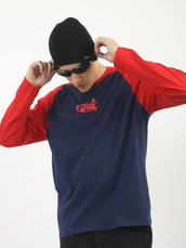 Navy, Red Moving Beyond Full Sleeve T-Shirt