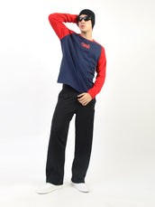 Navy, Red Moving Beyond Full Sleeve T-Shirt