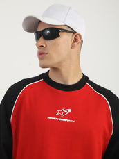 Red, Black Raglan Full Sleeve T-Shirt