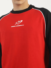 Red, Black Raglan Full Sleeve T-Shirt