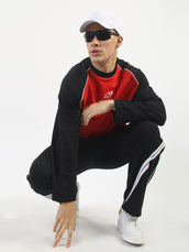 Red, Black Raglan Full Sleeve T-Shirt