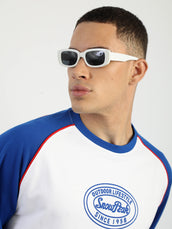 Snowpeak White, Royal Blue Full Sleeve T-Shirt