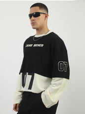 Black, Cream Zero Seven Full Sleeve T-Shirt