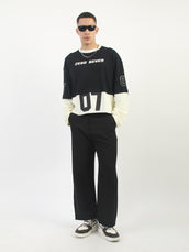 Black, Cream Zero Seven Full Sleeve T-Shirt