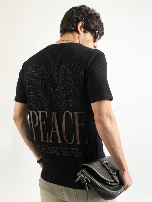 Peace Black Half Sleeve T-Shirt