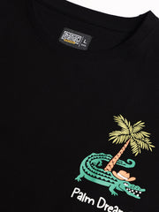 Crocodile Print Black Half Sleeve T-Shirt
