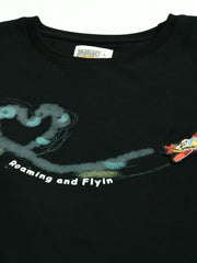 Embroidery Jet Black Half Sleeve T-Shirt