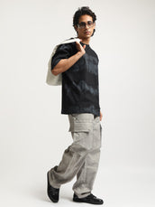 Grunge Print Black Half Sleeve T-Shirt
