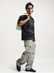 Grunge Print Black Half Sleeve T-Shirt