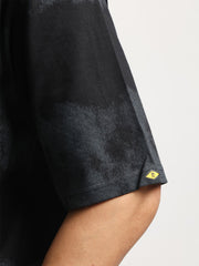 Grunge Print Black Half Sleeve T-Shirt
