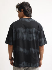 Grunge Print Black Half Sleeve T-Shirt