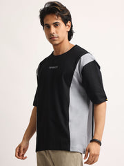 Originality Black, Light Grey Half Sleeve T-Shirt