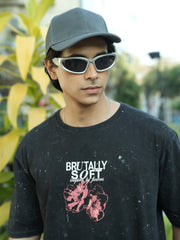 Washed Black Half Sleeve T-Shirt