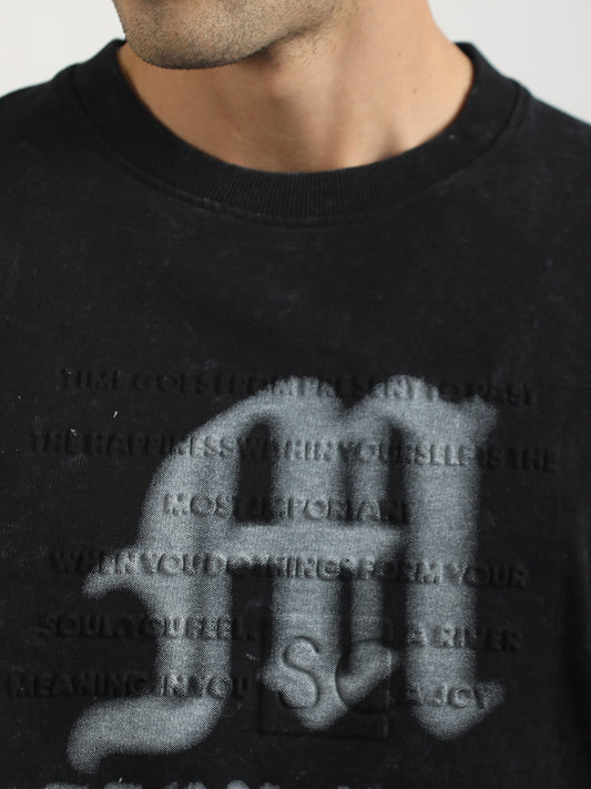 Action Words Black Half Sleeve T-Shirt