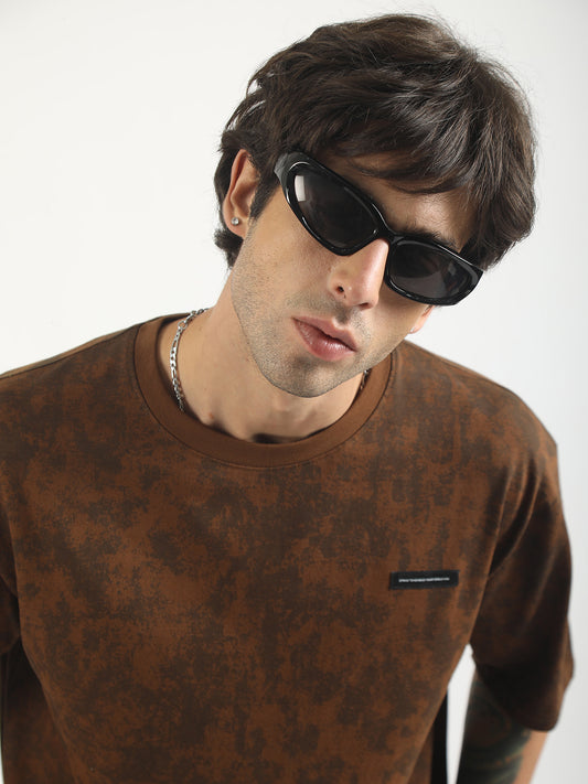 Future Change Brown Half Sleeev T-Shirt