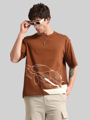 Race Car Brown, Cream Half Sleeve T-Shirt