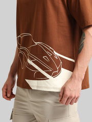 Race Car Brown, Cream Half Sleeve T-Shirt